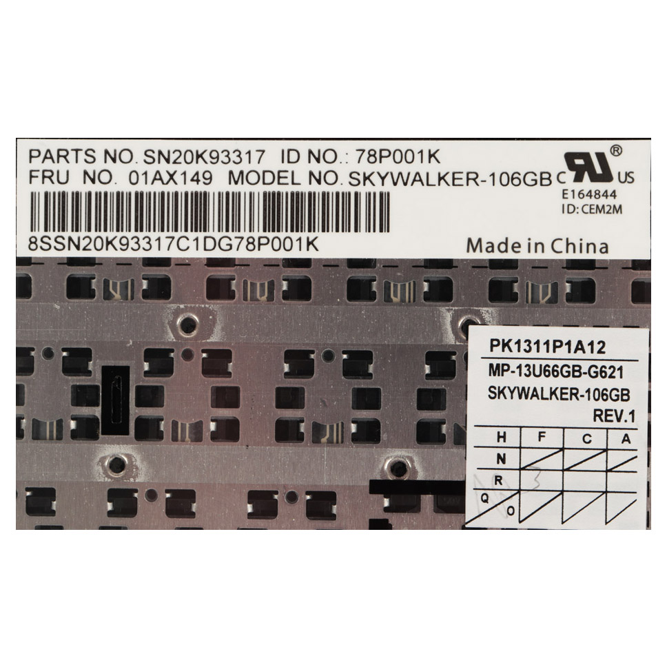 Keyboard QWERTY UK Lenovo Thinkpad E570 E575