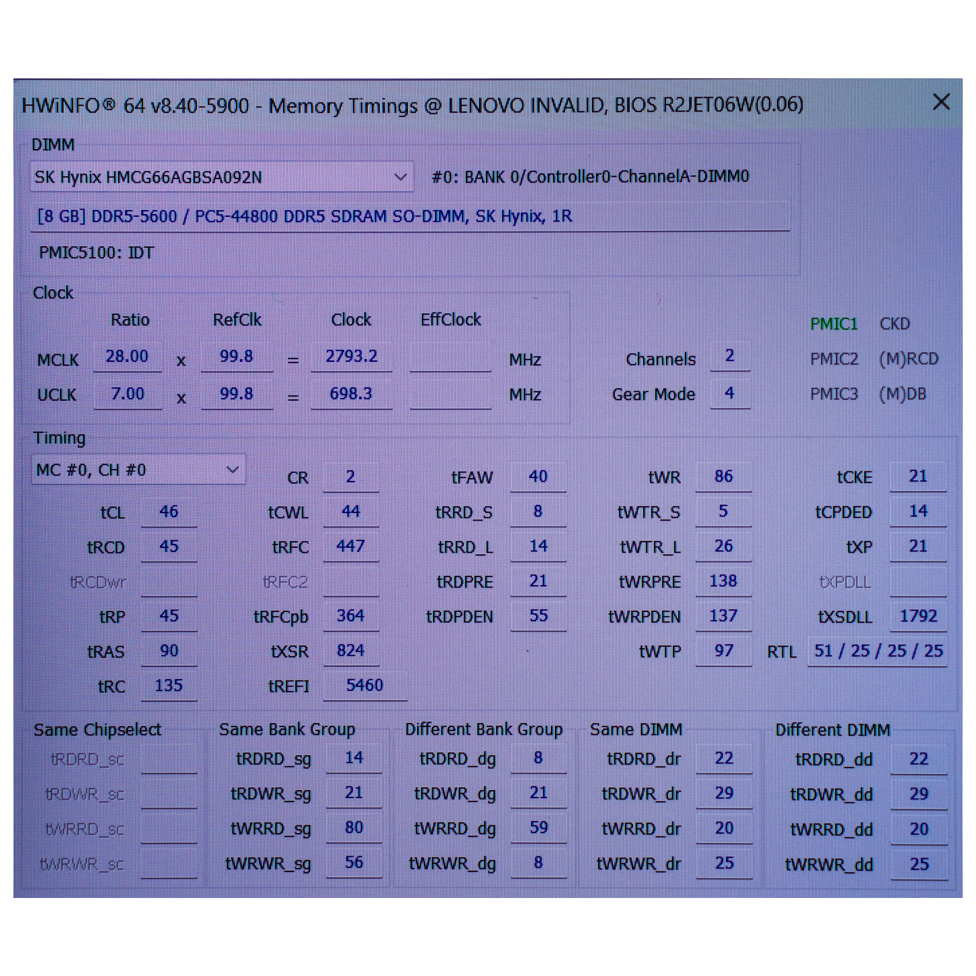 8 GB SODIMM DDR5 RAM PC5-5600B Hynix