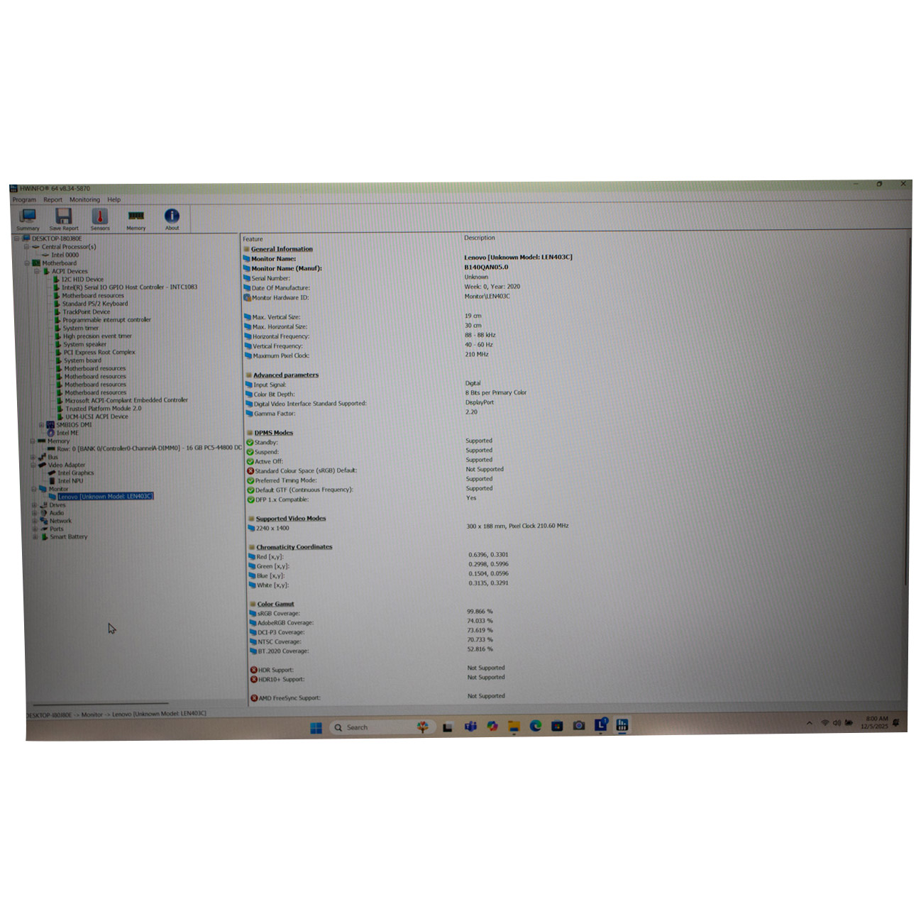 LCD screen Lenovo ThinkPad T14s 3/4 E14 6th WQXGA IPS