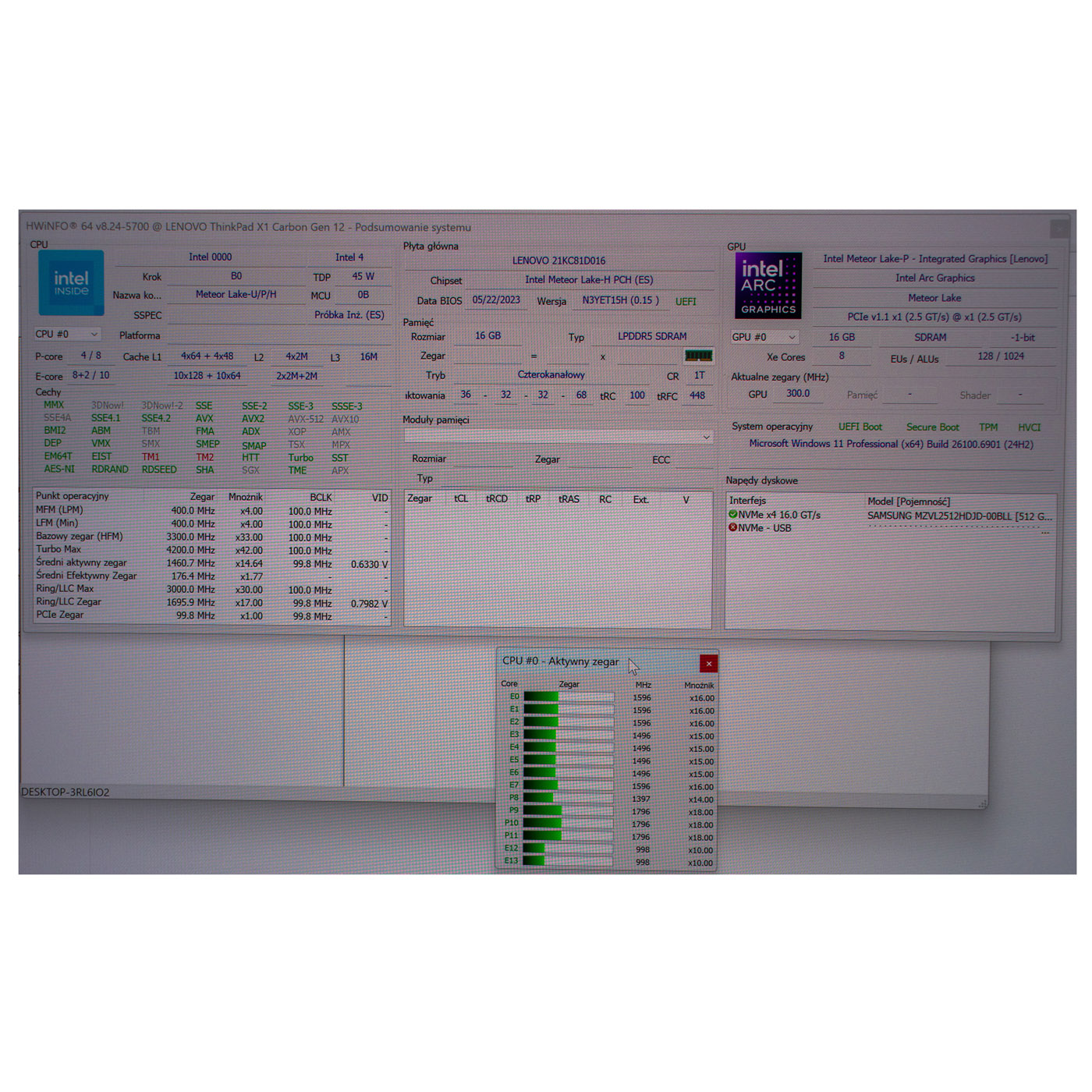 Motherboard intel processor Lenovo X1 Carbon 12th