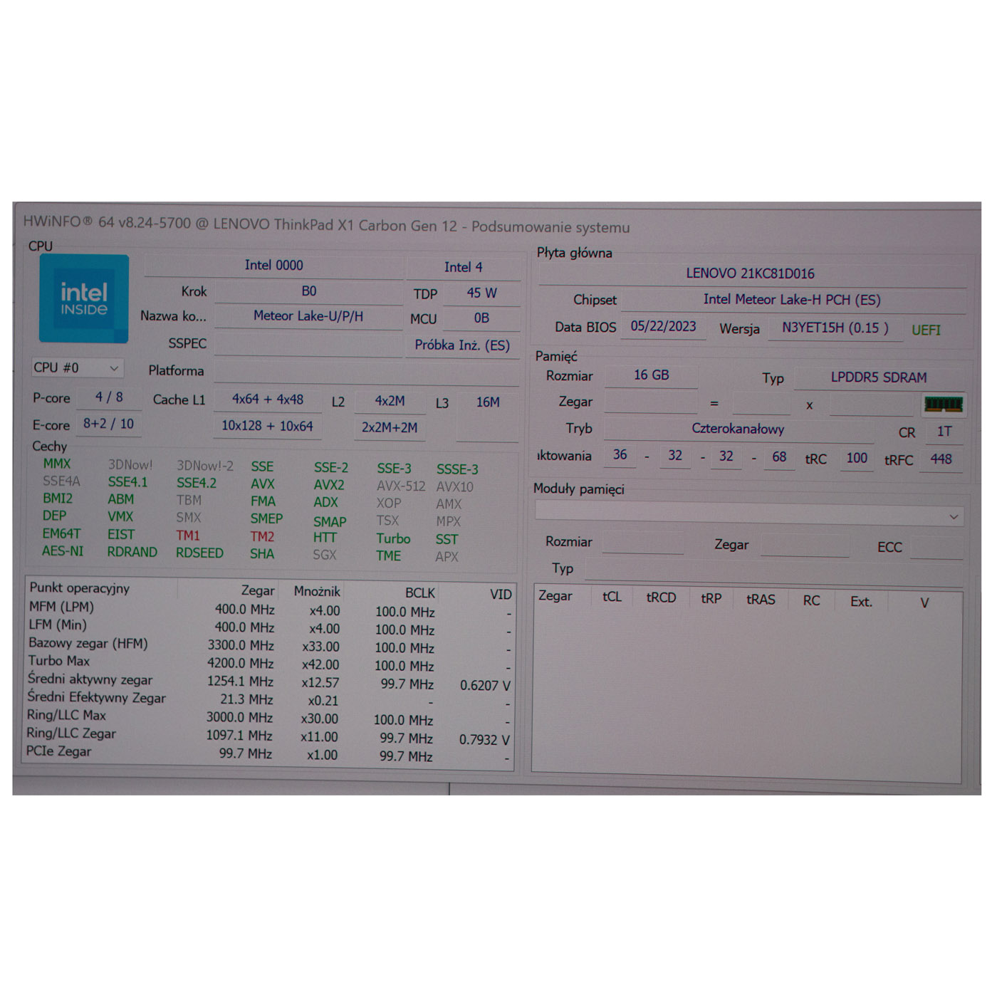 Motherboard intel processor Lenovo X1 Carbon 12th