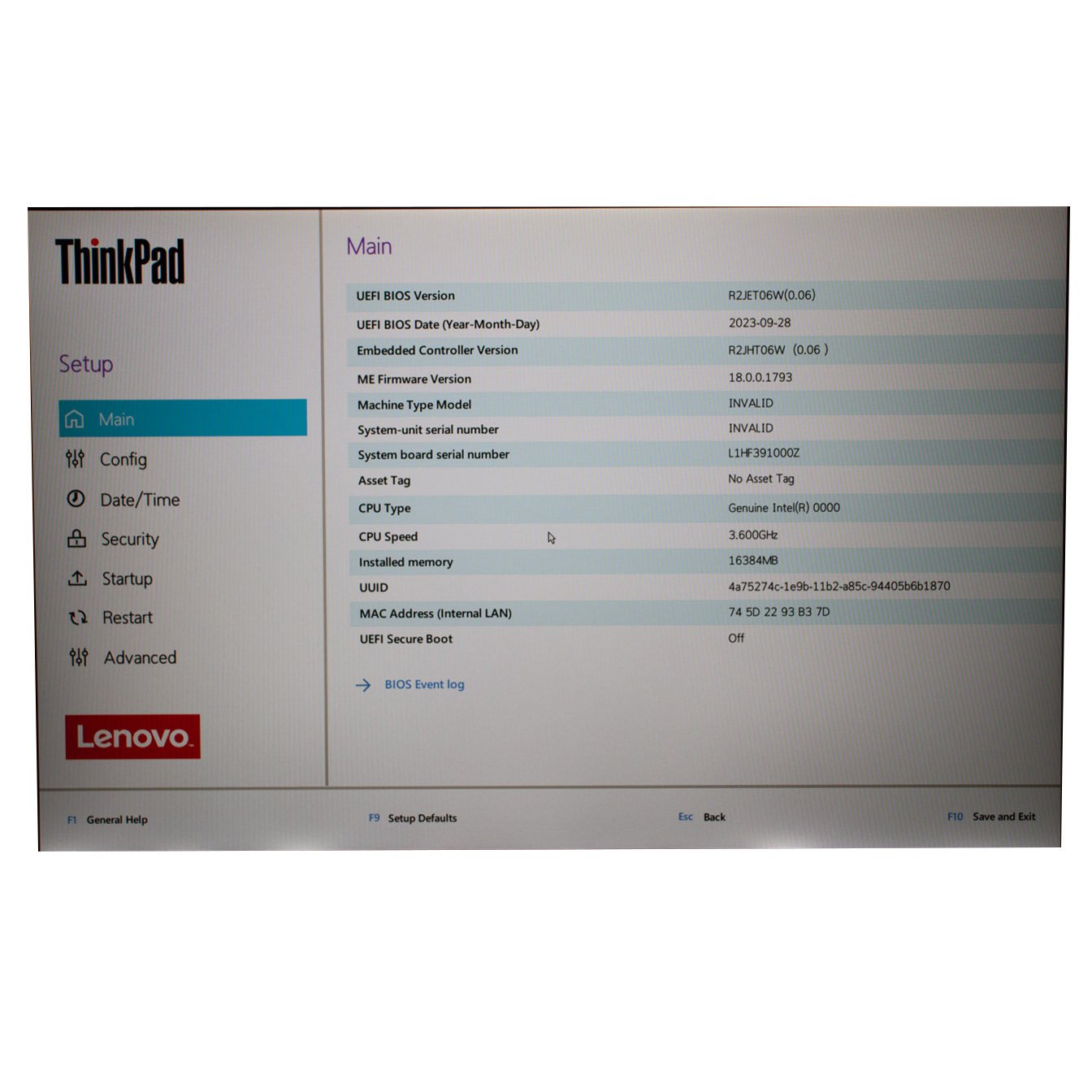 Lenovo E14 6th generation processor motherboard
