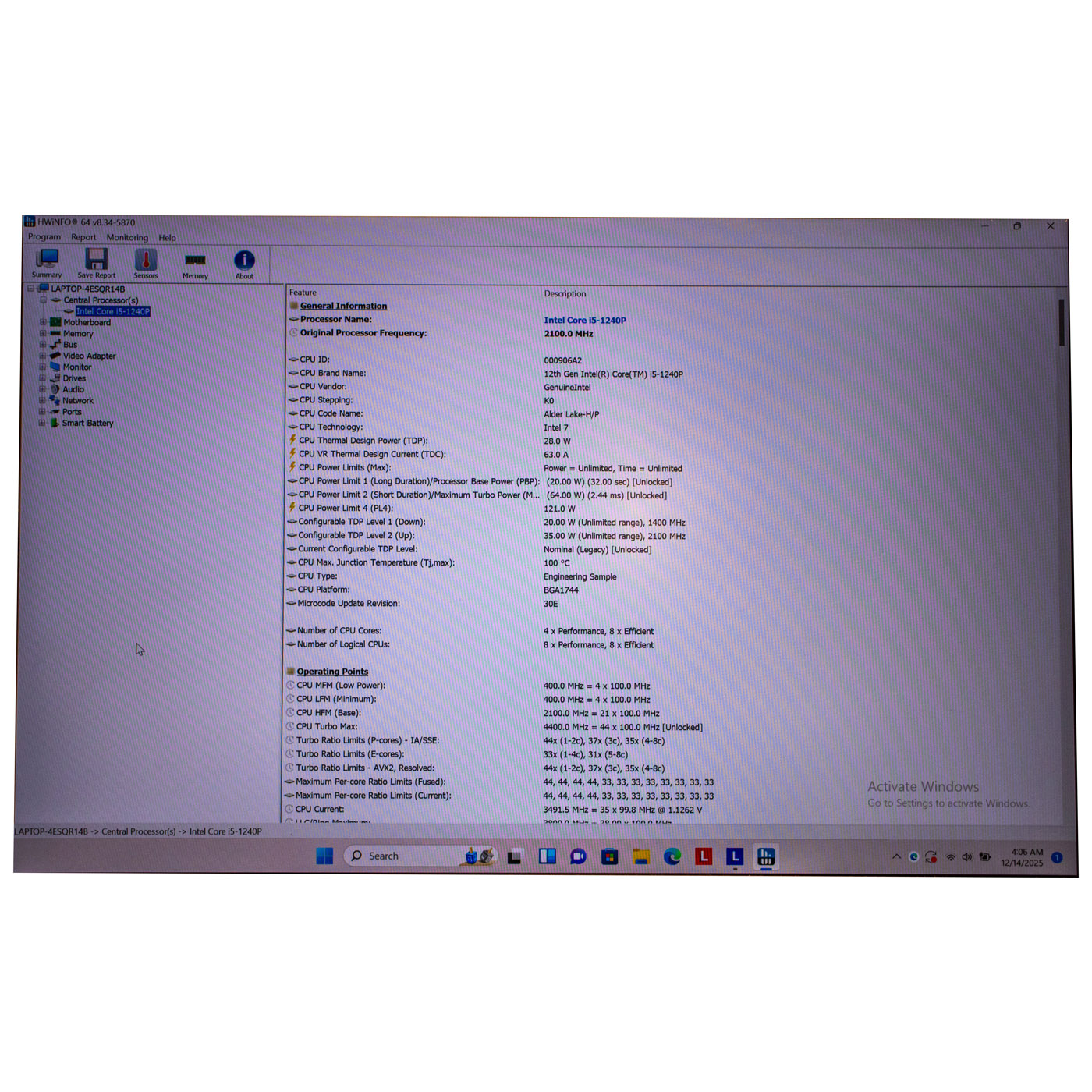 Lenovo Thinkpad P14s 3rd generation motherboard processor