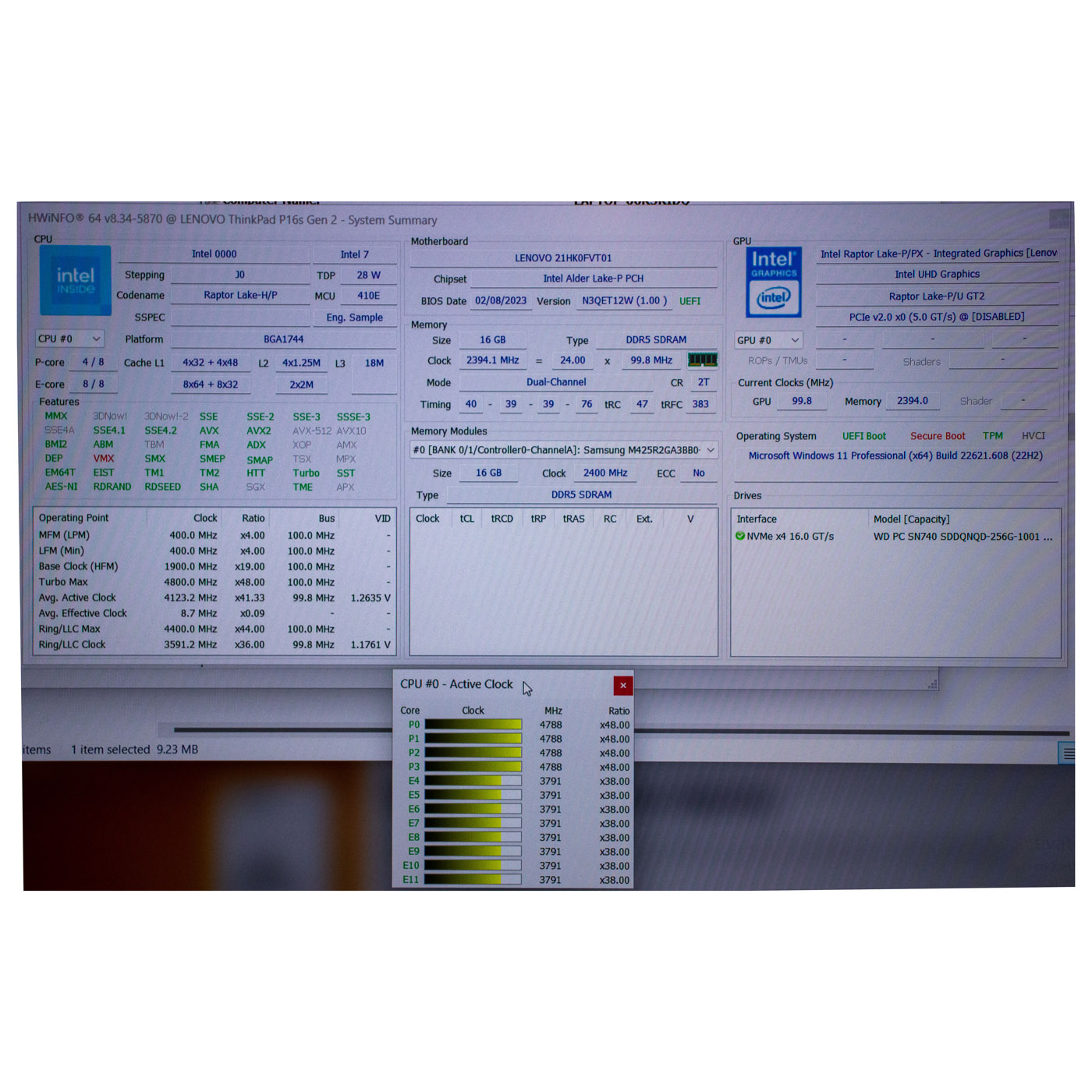Lenovo ThinkPad P16s 2nd generation processor motherboard