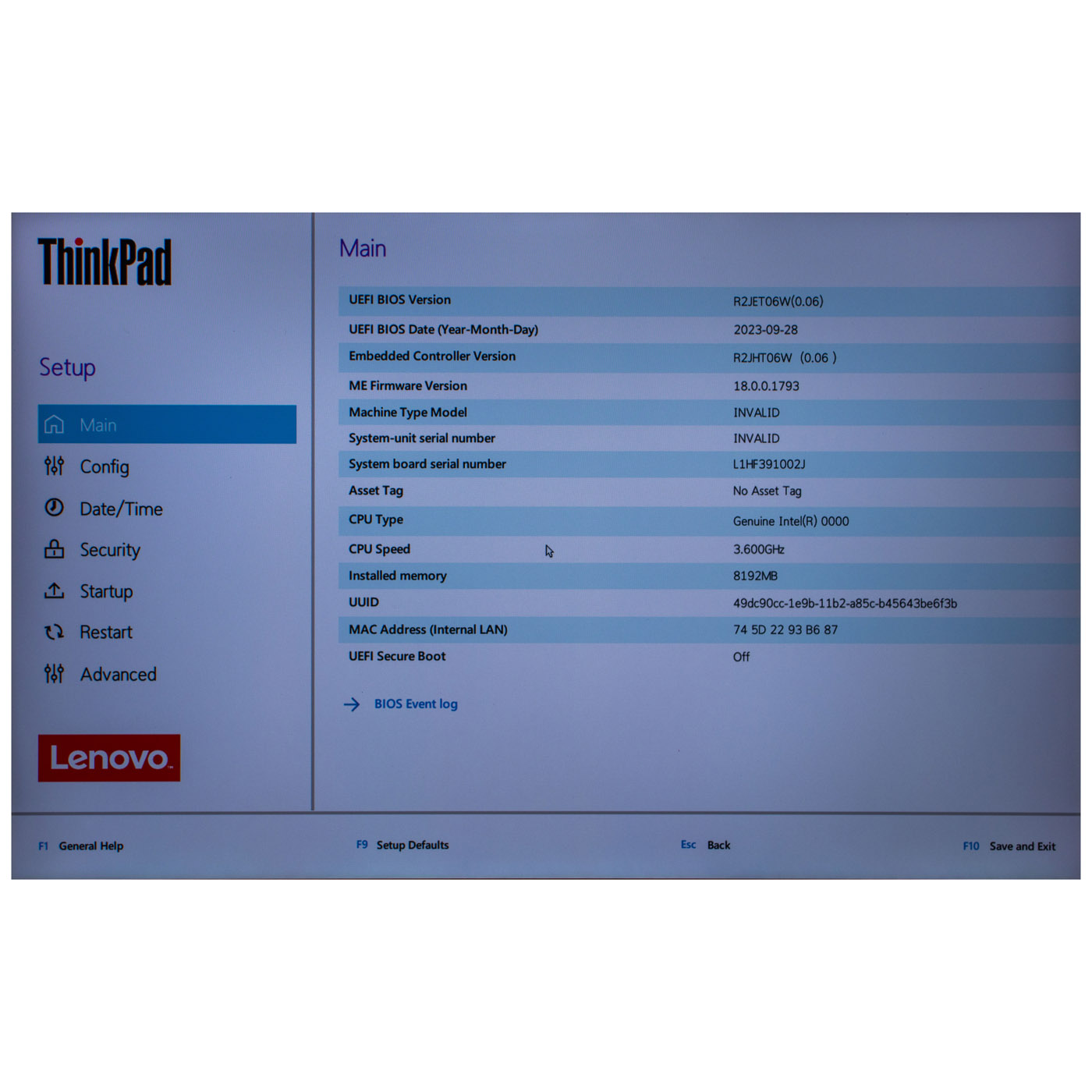 Lenovo ThinkPad E16 2nd generation motherboard processor