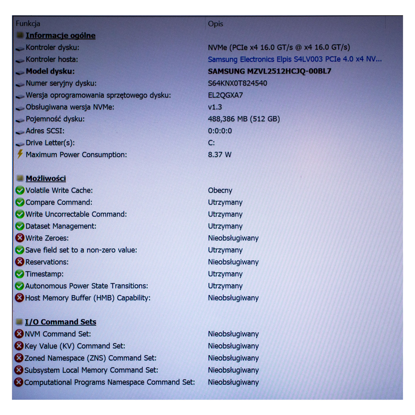 M.2 512 GB Samsung 2280 PCIe 4x4 NVMe 1.4 Hard Drive
