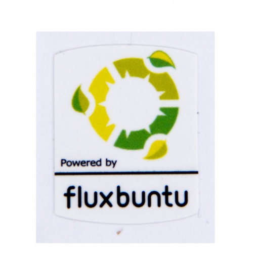 Sticker Powered by Fluxbuntu green 19x24 mm