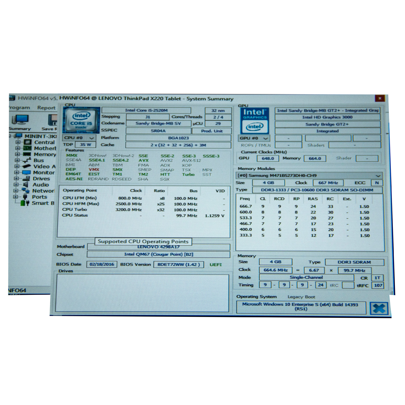 Motherboard intel processor Lenovo Thinkpad X220T i5 2520m