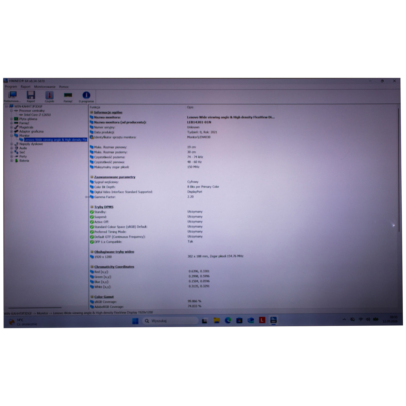 WUXGA LCD Touch Lenovo ThinkPad T14s 3rd gen Touch