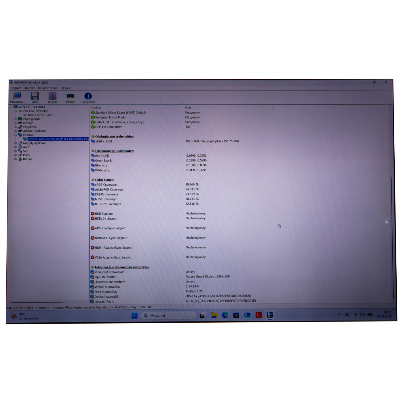 WUXGA LCD Touch Lenovo ThinkPad T14s 3rd gen Touch